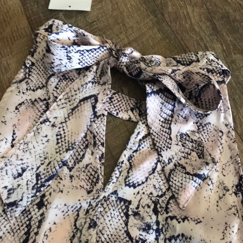 Sleeveless Halter Silky Snakeskin Top - Picture 4 of 4
